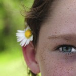 Young Girl and Flower